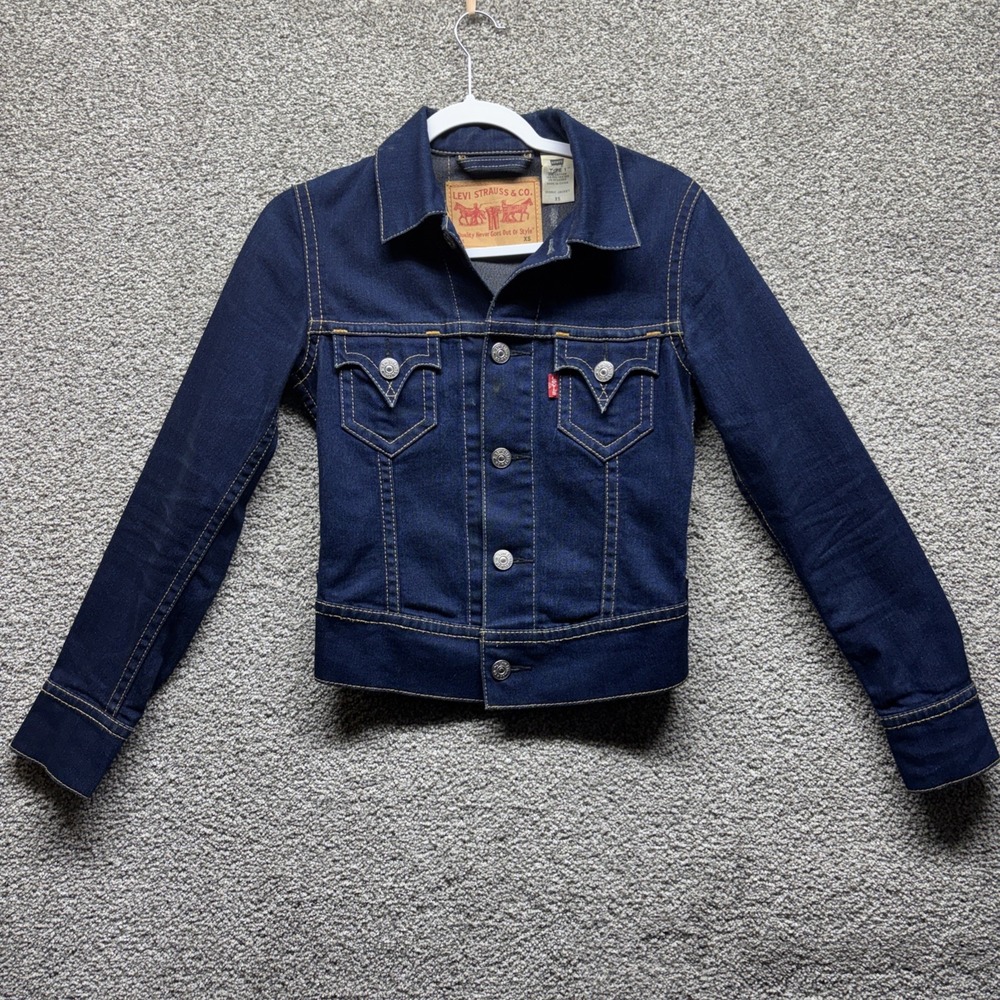 Levi's Denim Vintage Jacket Womens XS Dark Blue Type 1 Iconic Trucker‎ Jacket
